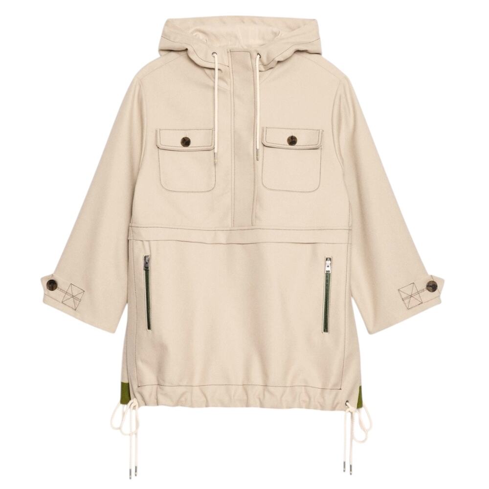 Banana Republic Oversized Utility Twill Pullover Jacket Beige Green Size Medium - Picture 2 of 14
